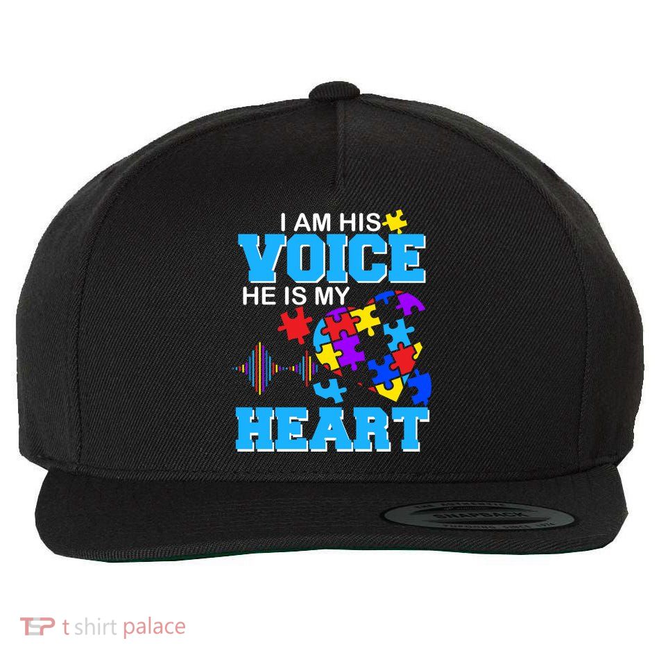 I Am His Voice He Is My Heart Autism Wool Snapback Cap
