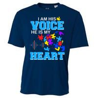 I Am His Voice He Is My Heart Autism Cooling Performance Crew T-Shirt