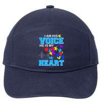 I Am His Voice He Is My Heart Autism 7-Panel Snapback Hat