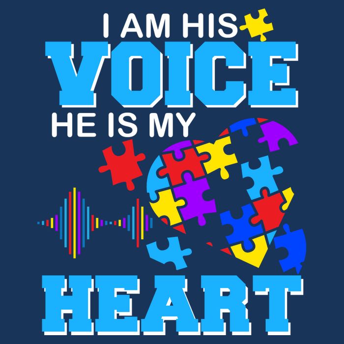 I Am His Voice He Is My Heart Autism 7-Panel Snapback Hat