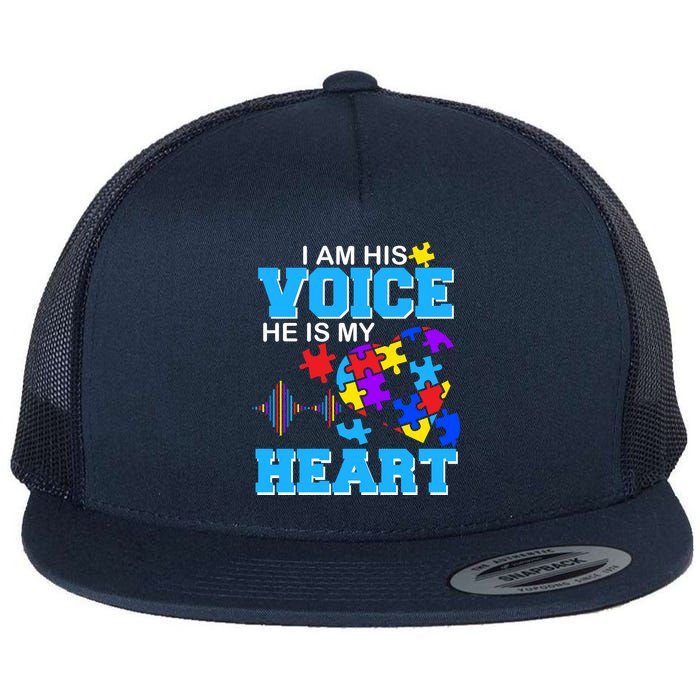 I Am His Voice He Is My Heart Autism Flatbill Hat