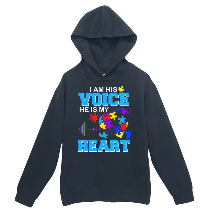 I Am His Voice He Is My Heart Autism Urban Pullover Hoodie