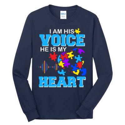 I Am His Voice He Is My Heart Autism Tall Long Sleeve T-Shirt