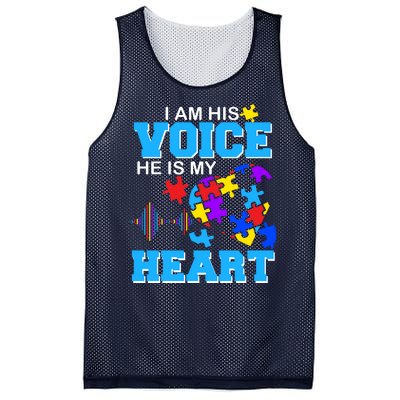 I Am His Voice He Is My Heart Autism Mesh Reversible Basketball Jersey Tank