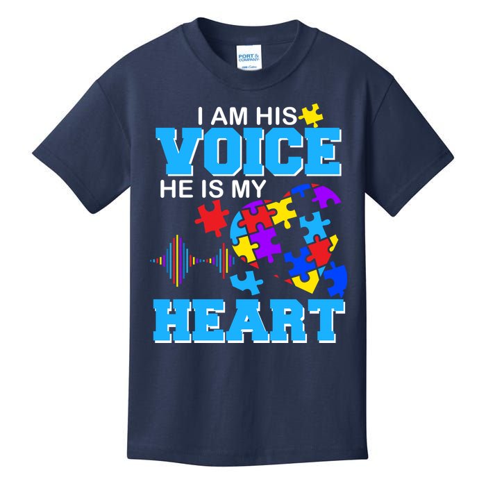 I Am His Voice He Is My Heart Autism Kids T-Shirt