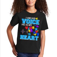 I Am His Voice He Is My Heart Autism Kids T-Shirt