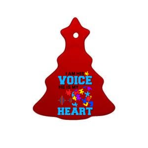 I Am His Voice He Is My Heart Autism Ceramic Tree Ornament