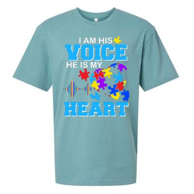 I Am His Voice He Is My Heart Autism Sueded Cloud Jersey T-Shirt