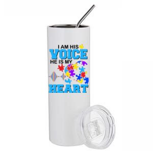 I Am His Voice He Is My Heart Autism Stainless Steel Tumbler