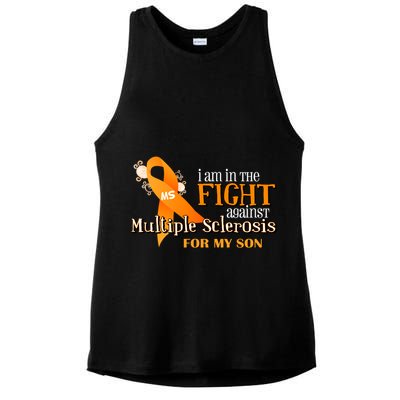 I Am In The Fight Against Multiple Sclerosis For My Son Ladies PosiCharge Tri-Blend Wicking Tank
