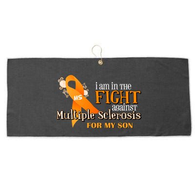 I Am In The Fight Against Multiple Sclerosis For My Son Large Microfiber Waffle Golf Towel