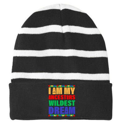 I Am My Ancestors Wildest Dream African Colors Striped Beanie with Solid Band