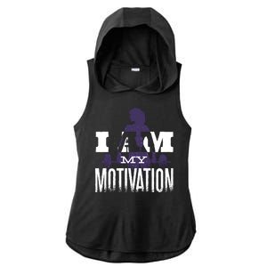 I Am My Motivation Gym Exercise Workout Ladies PosiCharge Tri-Blend Wicking Draft Hoodie Tank