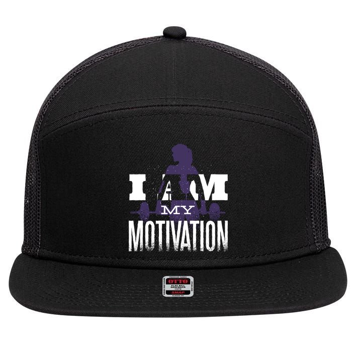 I Am My Motivation Gym Exercise Workout 7 Panel Mesh Trucker Snapback Hat
