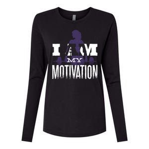 I Am My Motivation Gym Exercise Workout Womens Cotton Relaxed Long Sleeve T-Shirt