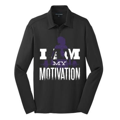 I Am My Motivation Gym Exercise Workout Silk Touch Performance Long Sleeve Polo