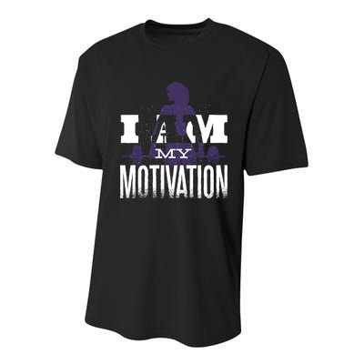I Am My Motivation Gym Exercise Workout Youth Performance Sprint T-Shirt