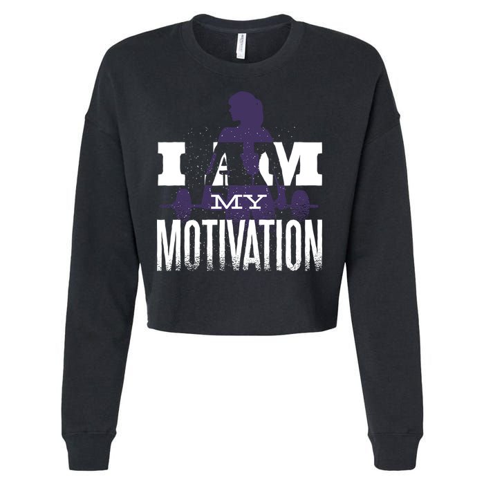 I Am My Motivation Gym Exercise Workout Cropped Pullover Crew