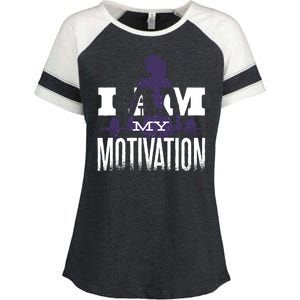 I Am My Motivation Gym Exercise Workout Enza Ladies Jersey Colorblock Tee