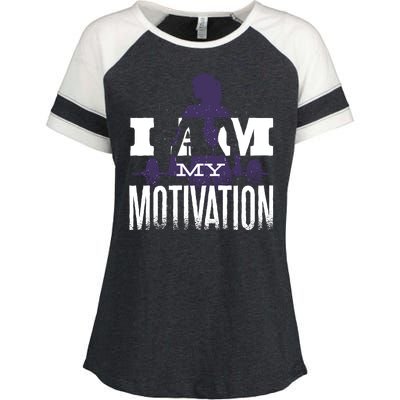 I Am My Motivation Gym Exercise Workout Enza Ladies Jersey Colorblock Tee