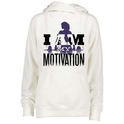 I Am My Motivation Gym Exercise Workout Womens Funnel Neck Pullover Hood