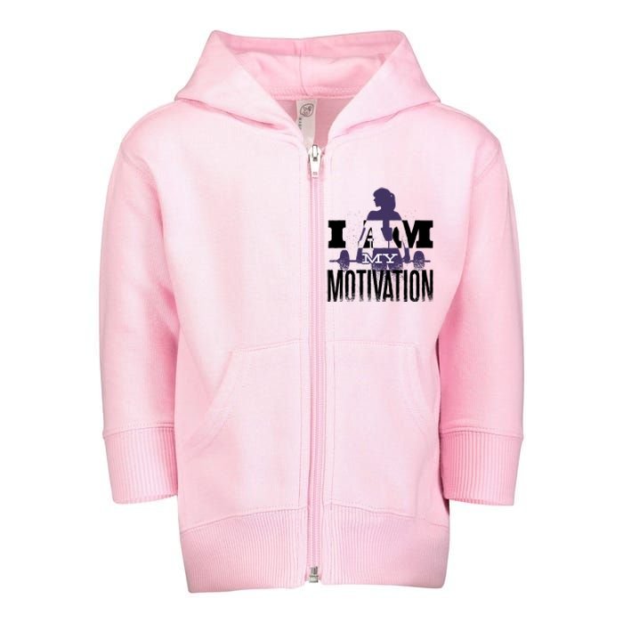 I Am My Motivation Gym Exercise Workout Toddler Zip Fleece Hoodie