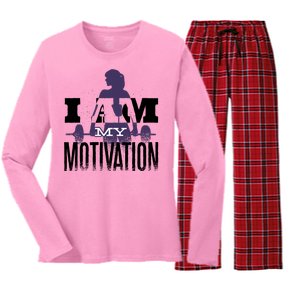 I Am My Motivation Gym Exercise Workout Women's Long Sleeve Flannel Pajama Set 