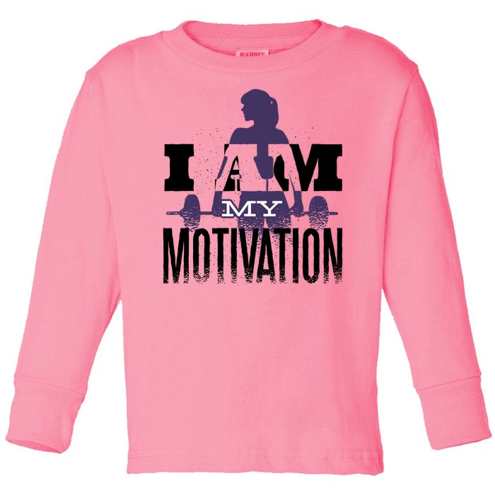 I Am My Motivation Gym Exercise Workout Toddler Long Sleeve Shirt