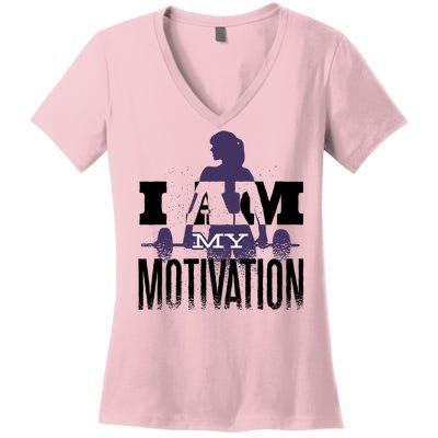 I Am My Motivation Gym Exercise Workout Women's V-Neck T-Shirt