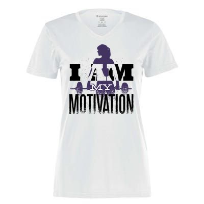 I Am My Motivation Gym Exercise Workout Women's Momentum V-Neck T-Shirt