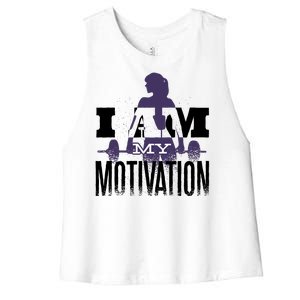 I Am My Motivation Gym Exercise Workout Women's Racerback Cropped Tank