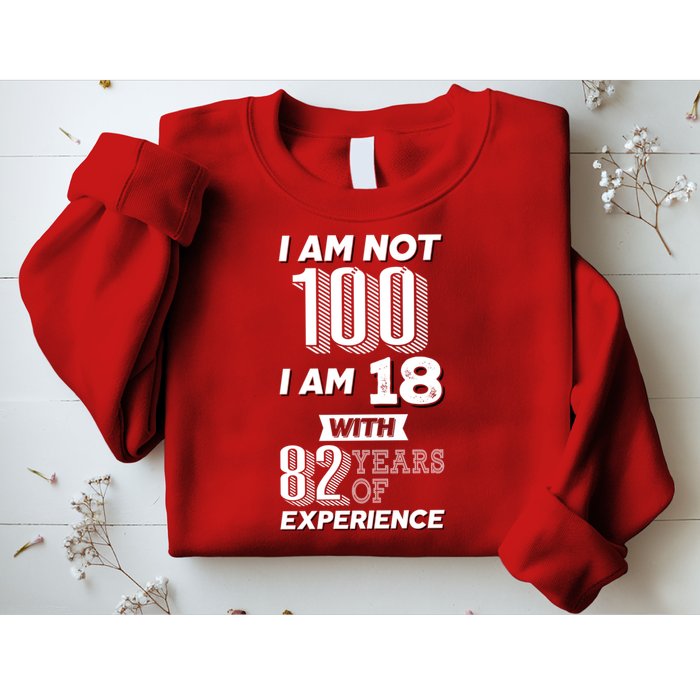 I Am Not 100 I Am 18 With 82 Years Of Experience 100th Birthday Sweatshirt