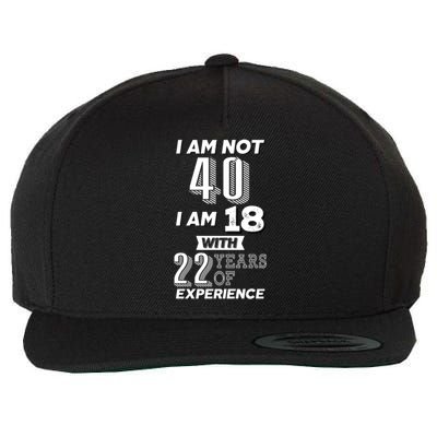 I Am Not 40 I Am 18 With 22 Years Of Experience 40th Birthday Wool Snapback Cap