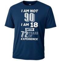 I Am Not 90 I Am 18 With 72 Years Of Experience 90th Birthday Performance Shirt
