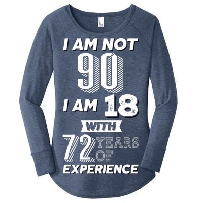 I Am Not 90 I Am 18 With 72 Years Of Experience 90th Birthday Women's Perfect Tri Tunic Long Sleeve Shirt