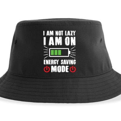 I Am Not Lazy I Am On Energy Saving Mode Funny Sustainable Bucket Hat