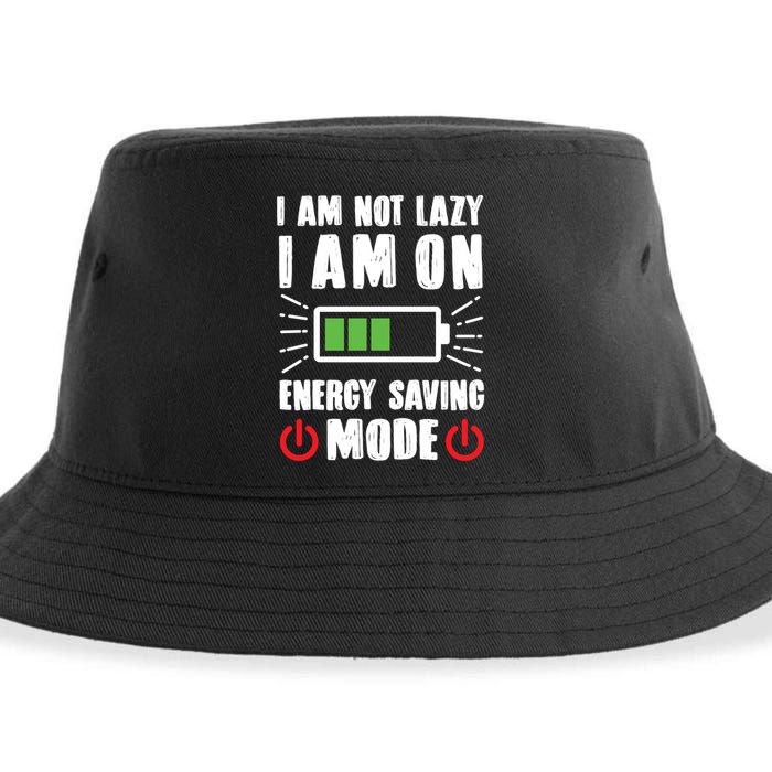 I Am Not Lazy I Am On Energy Saving Mode Funny Sustainable Bucket Hat