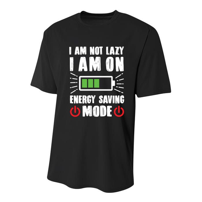 I Am Not Lazy I Am On Energy Saving Mode Funny Youth Performance Sprint T-Shirt