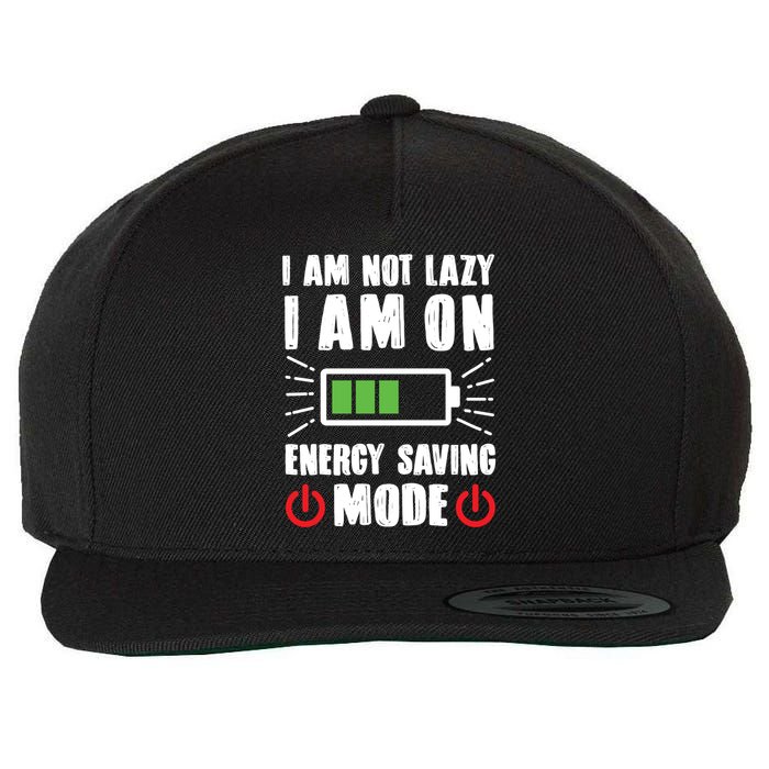 I Am Not Lazy I Am On Energy Saving Mode Funny Wool Snapback Cap