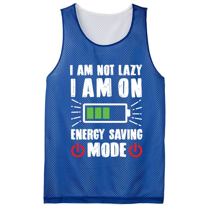 I Am Not Lazy I Am On Energy Saving Mode Funny Mesh Reversible Basketball Jersey Tank