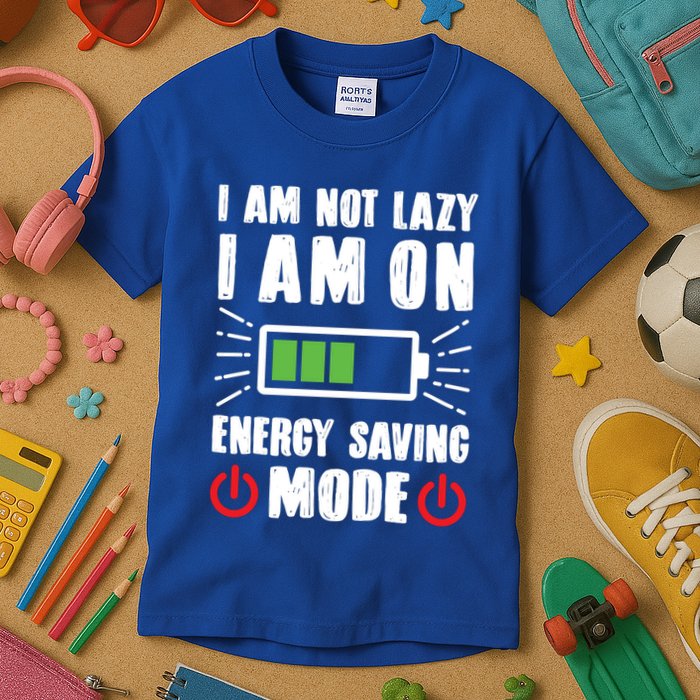 I Am Not Lazy I Am On Energy Saving Mode Funny Kids T-Shirt