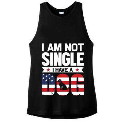 I Am Not Single I Have A Dog Ladies PosiCharge Tri-Blend Wicking Tank