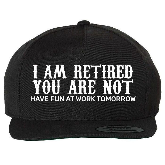I Am Retired You Are Not Have Fun At Work Tomorrow Wool Snapback Cap