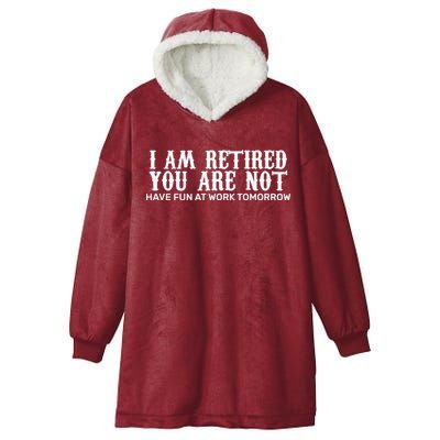 I Am Retired You Are Not Have Fun At Work Tomorrow Hooded Wearable Blanket