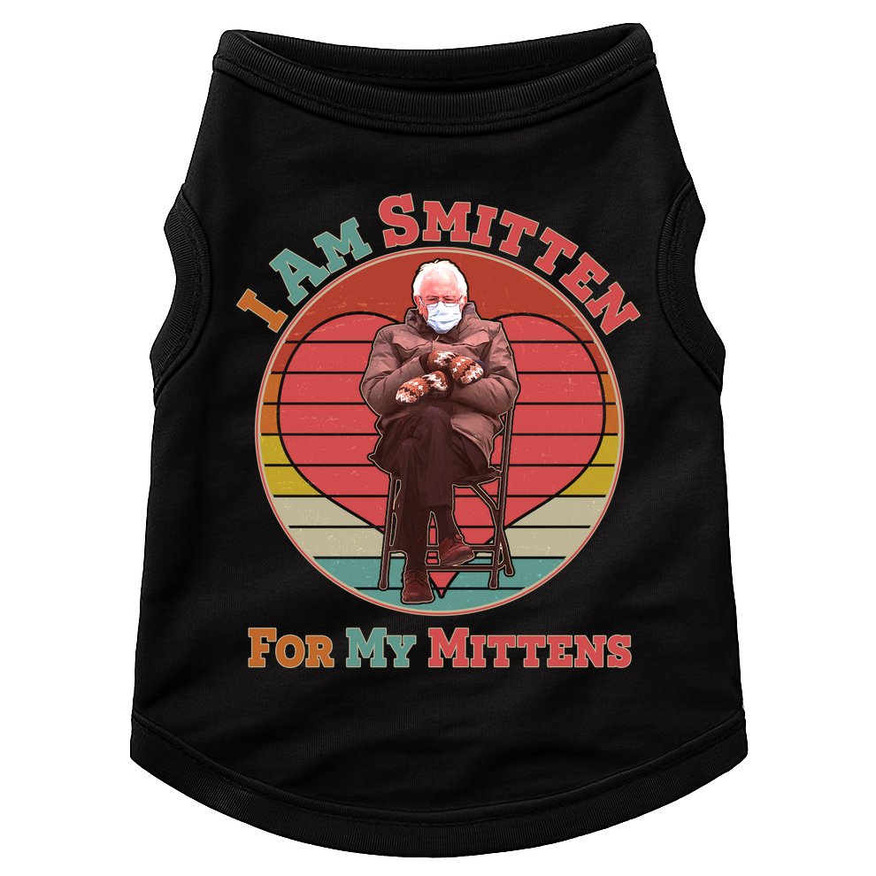 I Am Smitten For My Mittens Funny Bernie Sanders Meme Doggie Tank