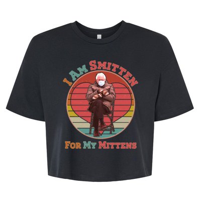 I Am Smitten For My Mittens Funny Bernie Sanders Meme Bella+Canvas Jersey Crop Tee