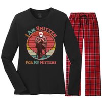 I Am Smitten For My Mittens Funny Bernie Sanders Meme Women's Long Sleeve Flannel Pajama Set 