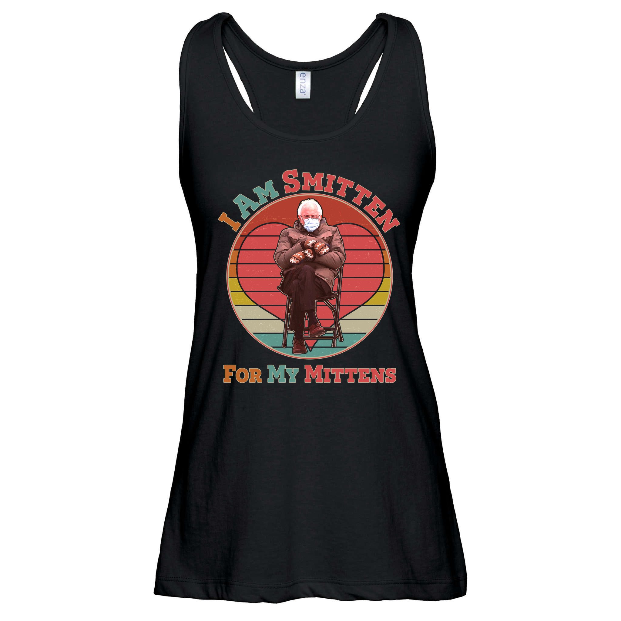 I Am Smitten For My Mittens Funny Bernie Sanders Meme Ladies Essential Flowy Tank