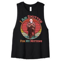 I Am Smitten For My Mittens Funny Bernie Sanders Meme Women's Racerback Cropped Tank