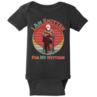 I Am Smitten For My Mittens Funny Bernie Sanders Meme Baby Bodysuit